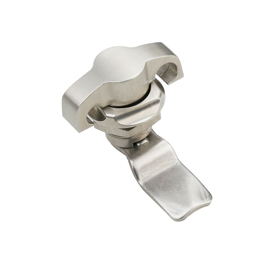 Stainless Steel Electrical Cabinet Wing Knob Key Less Quarter Turn Lock With Padlock Hook