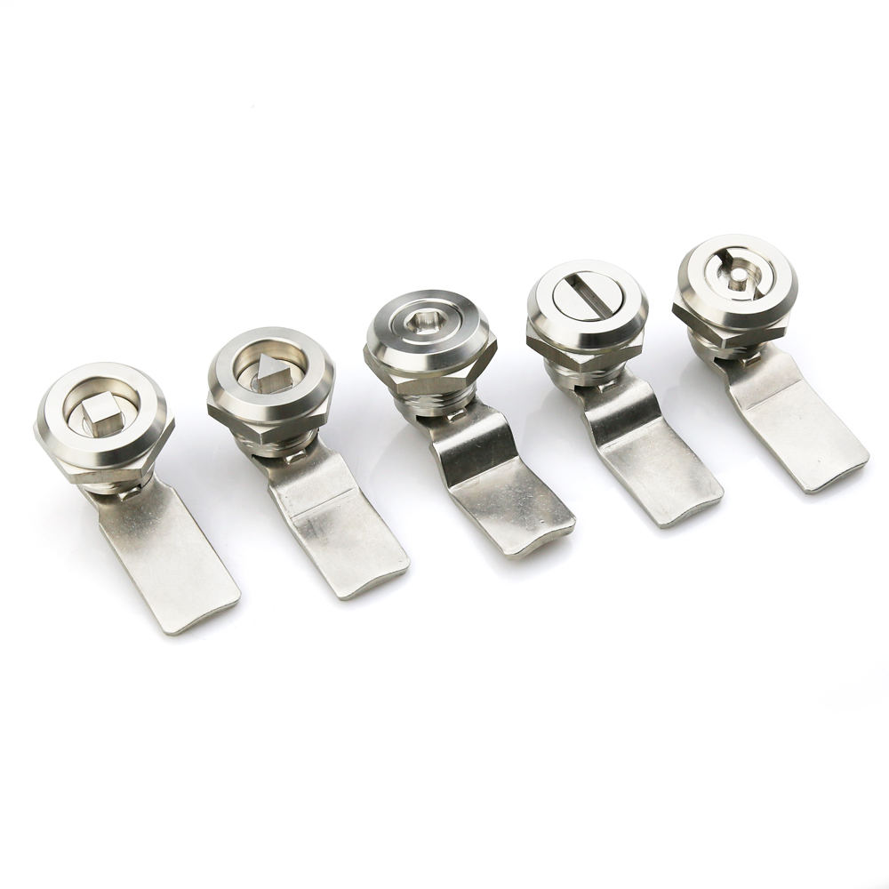 Stainless Steel 304 Key Lock Polished Finish Anti-Theft Double Bit Quarter Turn for Square Triangle Hex Quarter Turn Lock