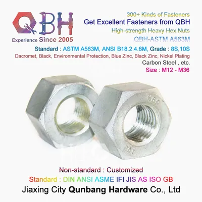 Qbh ASTM A563m 10s Grade HDG Carbon Steel High-Strength Heavy Hex Hexagon Nuts