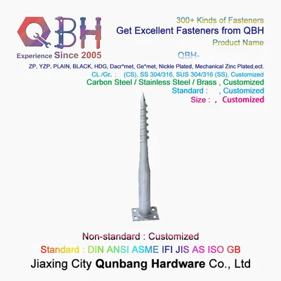 Qbh Customized Hot Dipped Galvanized HDG Building Material Earth Solar Power Energy Panel System Bracket Rack Round Plate Ground Anchor Screw Pile Post Support