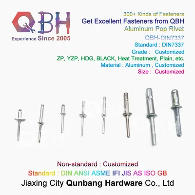 Qbh Dome Aluminum/Carbon Steel/Stainless Steel/Brass/Copper Pop Open End Blind HDG Zp Black Plain Dacromet Geomet Nickle Plated Shoulder Rivet
