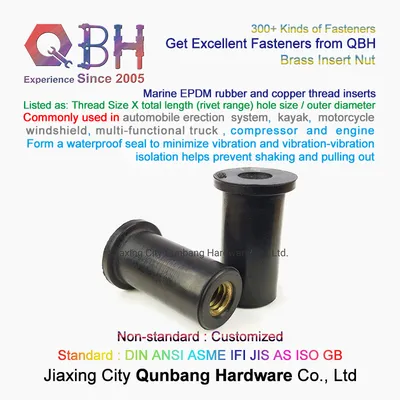 Qbh Multi-Functional Truck Machining Repairing Maintenance Parts EPDM Rubber & Copper Brass Thread Customized Rubber Anchor Nut