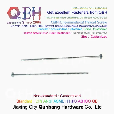 Qbh Zp/Plain/Black/HDG/Dacromet/Geomet/Nickle Plated Torx Flange Unsymmetrical Thread Knurled Body Pozidriv Wood Furniture Decking Chipboard Cabinet Screw