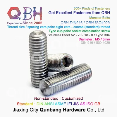 Stainless Steel Cup/Cone Point DIN914/DIN916 Concave End Hex Hexagon Socket Set Bolt